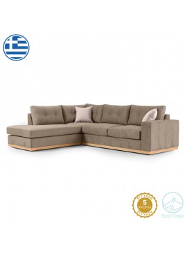 Γωνιακός καναπές δεξιά γωνία Boston pakoworld ύφασμα mocha-cream 280x225x90εκ 168-000024