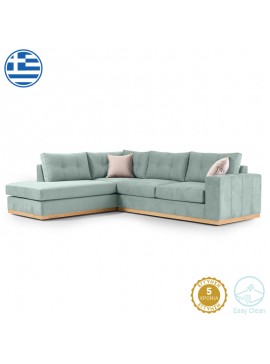 Γωνιακός καναπές δεξιά γωνία Boston pakoworld ύφασμα ciel-cream 280x225x90εκ 168-000026