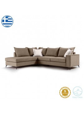 Γωνιακός καναπές δεξιά γωνία Romantic pakoworld ύφασμα mocha-cream 290x235x95εκ 168-000028