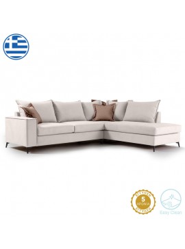 Γωνιακός καναπές αριστερή γωνία Romantic pakoworld ύφασμα cream-mocha 290x235x95εκ 168-000029