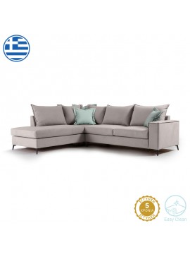 Γωνιακός καναπές δεξιά γωνία Romantic pakoworld ύφασμα elephant-ciel 290x235x95εκ 168-000032