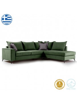 Γωνιακός καναπές αριστερή γωνία Zeex Intrahome ύφασμα κυπαρισσί-ανθρακί 290x235x95εκ INTRAPA-279111144