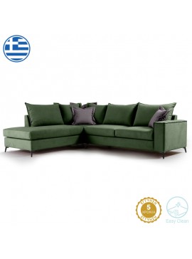 Γωνιακός καναπές δεξιά γωνία Zeex Intrahome ύφασμα κυπαρισσί-ανθρακί 290x235x95εκ INTRAPA-279111145