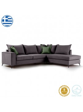 Γωνιακός καναπές αριστερή γωνία Zeex Intrahome ύφασμα ανθρακί-κυπαρισσί 290x235x95εκ INTRAPA-279111146