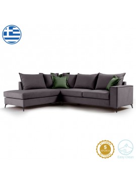 Γωνιακός καναπές δεξιά γωνία Zeex Intrahome ύφασμα ανθρακί-κυπαρισσί 290x235x95εκ INTRAPA-279111147