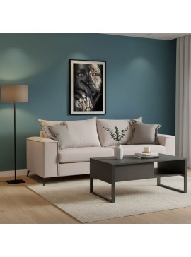 Καναπές Sien 3θέσιος cream - μαξιλάρια mocha 225x93x100εκ INTRAPA-279111150