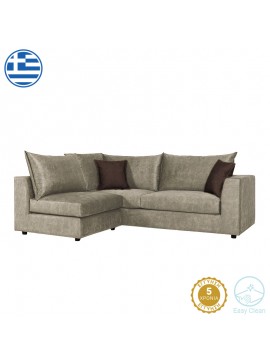 Πολυμορφικός-αναστρέψιμος καναπές Artemis pakoworld μπεζ αντικέ ύφασμα-ταμπά μαξιλάρι 240x187x95εκ 168-000057