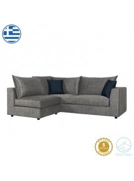 Πολυμορφικός-αναστρέψιμος καναπές Artemis pakoworld γκρι αντικέ ύφασμα-σκούρο μπλε μαξιλάρι 240x187x95εκ 168-000058