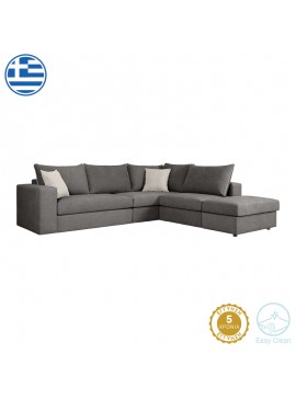 Πολυμορφικός-αναστρέψιμος καναπές Mave Intrahome ποντικί χρώμα ύφασμα με μαξιλάρια σε απόχρωση ανοιχτό γκρι 296x246x95εκ INTRAPA-279111174