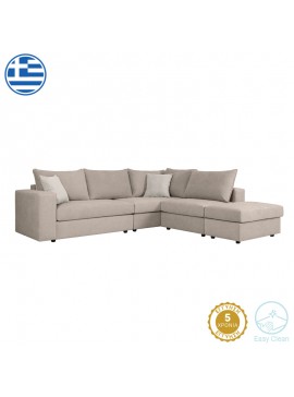 Intrahome Πολυμορφικός-αναστρέψιμος καναπές London Intrahome γκρι-μπεζ ύφασμα με μαξιλάρια σε απόχρωση ανοιχτό γκρι 296x246x95εκ | SKU: INTRAPA-279111175