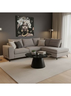 Γωνιακός καναπές αριστερή γωνία Rybo Intrahome γκρι ύφασμα με μαξιλάρια σε απόχρωση ανοιχτό γκρι 275x215x93εκ INTRAPA-279111178