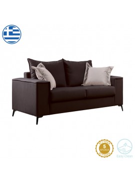 Καναπές Verona pakoworld 2θέσιος ανθρακί ύφασμα με μαξιλάρια σε μπεζ απόχρωση 173x93x100εκ