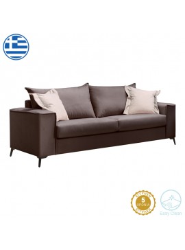 Καναπές Verona pakoworld 3θέσιος ανθρακί ύφασμα με μαξιλάρια σε μπεζ απόχρωση 225x93x100εκ