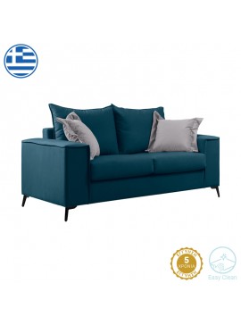 Καναπές Verona pakoworld 2θέσιος μπλε ύφασμα με μαξιλάρια σε απόχρωση ανοιχτό γκρι 173x93x100εκ