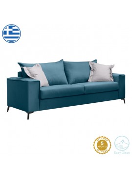 Καναπές Sien Intrahome 3θέσιος μπλε ύφασμα με μαξιλάρια σε απόχρωση ανοιχτό γκρι 225x93x100εκ INTRAPA-279111195