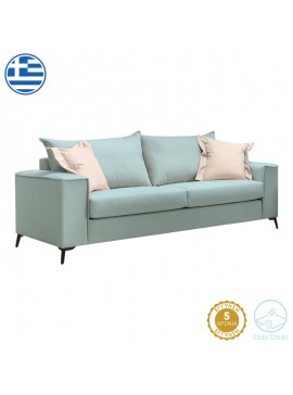 Καναπές Verona pakoworld 3θέσιος μέντα ύφασμα με μαξιλάρια σε κρεμ απόχρωση 225x93x100εκ