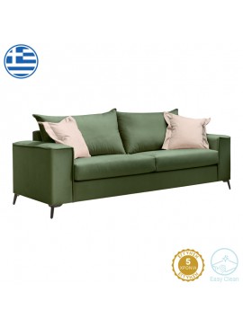 Καναπές Verona pakoworld 3θέσιος κυπαρισσί ύφασμα με μαξιλάρια σε κρεμ απόχρωση 225x93x100εκ