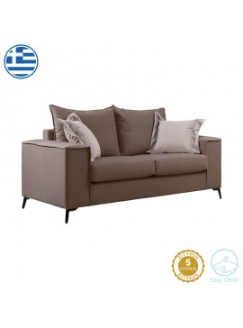 Καναπές Verona pakoworld 2θέσιος μόκα ύφασμα με μαξιλάρια σε κρεμ απόχρωση 173x93x100εκ