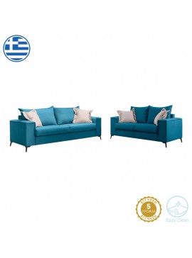 Σετ σαλονιού 2τεμ Sien Intrahome πετρόλ ύφασμα με μαξιλάρια σε μπεζ απόχρωση INTRAPA-279111109