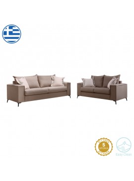 Intrahome Σετ σαλονιού 2τεμ Verona Intrahome μόκα ύφασμα με μαξιλάρια σε κρεμ απόχρωση | SKU: INTRAPA-279111212