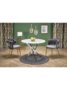 RAYMOND 2 table, white marble / silver DIOMMI-60-28558