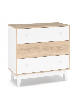 Συρταριέρα Awell pakoworld 3ων συρταριών sonoma-λευκό 90x44x88,5εκ 173-000006