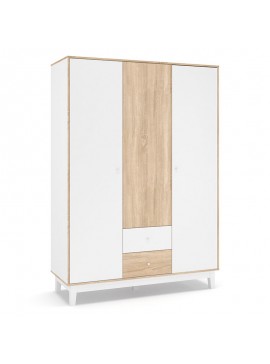 Ντουλάπα Awell pakoworld τρίφυλλη sonoma-λευκό 153.5x54.5x216εκ 173-000007