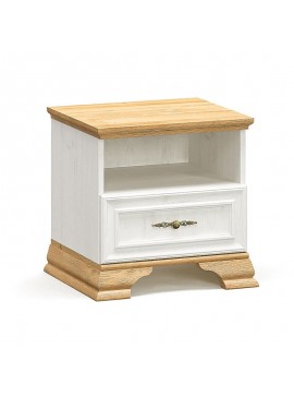 Κομοδίνο Jaden pakoworld golden oak-λευκό antique 49x41x47εκ 173-000024