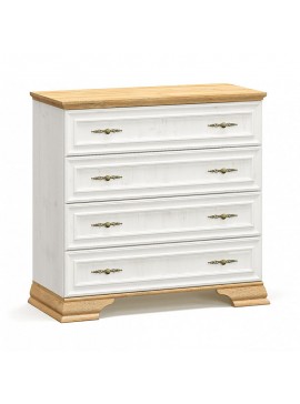 Συρταριέρα Jaden pakoworld 4ων συρταριών golden oak-λευκό antique 93,5x39x88,5εκ 173-000028