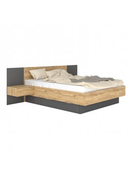 Κρεβάτι διπλό Tuan Intrahome σε sonoma - γκρι απόχρωση 160x200εκ INTRAPA-284111163