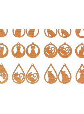 Σετ των 3 Intra απο ξύλο plywood 3mm-4mm πάχος 10 Ξύλινο Σκουλαρίκι Cat Σκουλαρίκι Δίασταση 3x3 cm INTRAFABR-65667468