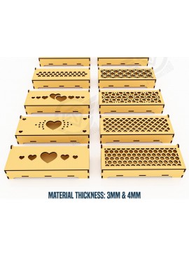 Σετ των 2 Intra απο ξύλο plywood 3mm-4mm πάχος 10 Διακοσμητικά κουτιά δώρου κοπής με λέιζερ Δίασταση 15x15 cm INTRAFABR-119431031