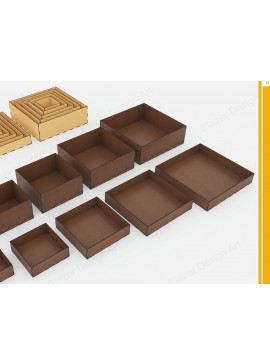 Σετ των 3 Intra απο ξύλο plywood 3mm-4mm πάχος Κουτί αποθήκευσης 10 διαφορετικών μεγεθών Δίασταση 8x1 cm INTRAFABR-72392573