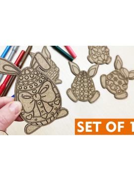 Σετ των 2 Intra απο ξύλο plywood 3mm-4mm πάχος Σχέδιο κοπής με λέιζερ 10 DIY Πασχαλινά αυγά Δίασταση 15x15 cm INTRAFABR-24662196