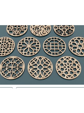 Σετ των 2 Intra απο ξύλο plywood 3mm-4mm πάχος 10 προτύπων Grill Trivet Coaster Δίασταση 30x20 cm INTRAFABR-47679688