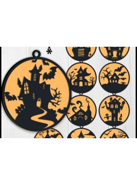 Σετ των 3 Intra απο ξύλο plywood 3mm-4mm πάχος 10 Halloween Sign Horror Δίασταση 8x8 cm INTRAFABR-119003752