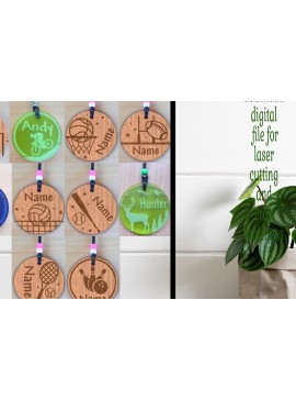 Σετ των 3 Intra απο ξύλο plywood 3mm-4mm πάχος 10 Μπρελόκ με θέμα Sport DIGITAL Δίασταση 6x6 cm INTRAFABR-79264859