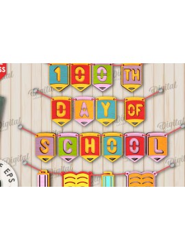 Intra απο ξύλο plywood 3mm-4mm πάχος 100th Days of School Banner Δίασταση 30x20 cm INTRAFABR-111675382