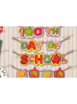 Intra απο ξύλο plywood 3mm-4mm πάχος 100th Days of School Banner Δίασταση 30x20 cm INTRAFABR-111675437