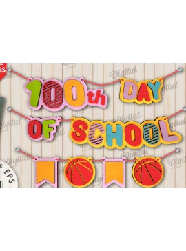 Intra απο ξύλο plywood 3mm-4mm πάχος 100th Days of School Banner Δίασταση 30x20 cm INTRAFABR-111675112