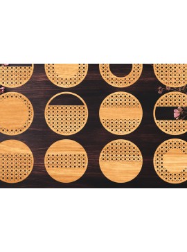Σετ των 2 Intra απο ξύλο plywood 3mm-4mm πάχος 12 Boho Rattan Round Sign Cut  Δίασταση 30x20 cm INTRAFABR-123095155