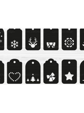 Σετ των 2 Intra απο ξύλο plywood 3mm-4mm πάχος 12 ετικέτες δώρου Χριστουγέννων Δίασταση 15x15 cm INTRAFABR-70955386