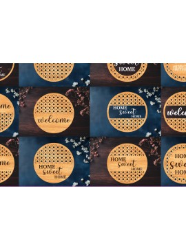 Σετ των 2 Intra απο ξύλο plywood 3mm-4mm πάχος 12 Στρογγυλή πινακίδα καλωσορίσματος Rattan Cut  Δίασταση 30x20 cm INTRAFABR-123487256