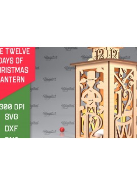 Σετ των 2 Intra απο ξύλο plywood 3mm-4mm πάχος 12η Ημέρα Χριστουγεννιάτικου Φαναριού με λέιζερ Δίασταση 15x15 cm INTRAFABR-103365355