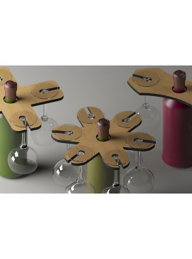 Σετ των 2 Intra απο ξύλο plywood 3mm-4mm πάχος 15 Ποτήρι κοπής με λέιζερ Wine Caddy Glass 252 Δίασταση 30x20 cm INTRAFABR-48374033