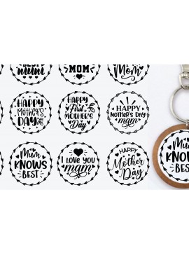 Σετ των 3 Intra απο ξύλο plywood 3mm-4mm πάχος Cut 15 Mom Keychain Δίασταση 6x6 cm INTRAFABR-68548396