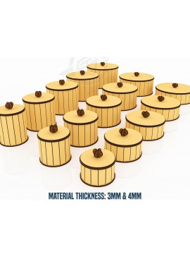 Σετ των 3 Intra απο ξύλο plywood 3mm-4mm πάχος με δέσμη στρογγυλού κουτιού μεγέθους 15 Δίασταση 8x2 cm INTRAFABR-119476566