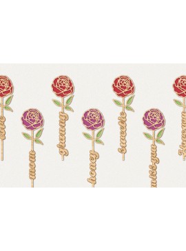 Σετ των 2 Intra απο ξύλο plywood 3mm-4mm πάχος 15 X Valentine’s Day Roses Δίασταση 15x15 cm INTRAFABR-57988629