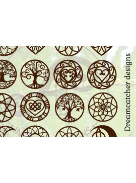 Σετ των 2 Intra απο ξύλο plywood 3mm-4mm πάχος 16 Dreamcatcher Design Cut  Δίασταση 15x15 cm INTRAFABR-68418687