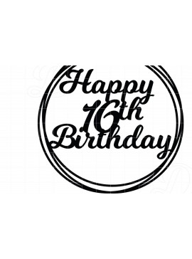 Σετ των 2 Intra απο ξύλο plywood 3mm-4mm πάχος 16 Happy Birthday Cake Topper Δίασταση 15x15 cm INTRAFABR-12653813